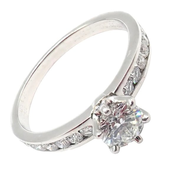 Authentic Tiffany & Co. Platinum 0.59ctw Diamond Engagement Ring sz 5.25 - Picture 1 of 16